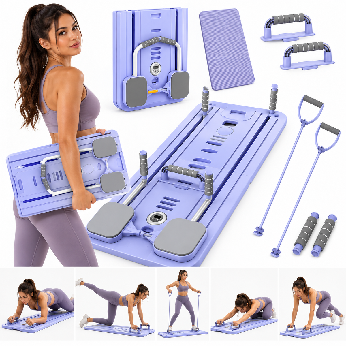 Planche de Pilates Multifonction 5-en-1 – Renforcement & Fitness à Domicile